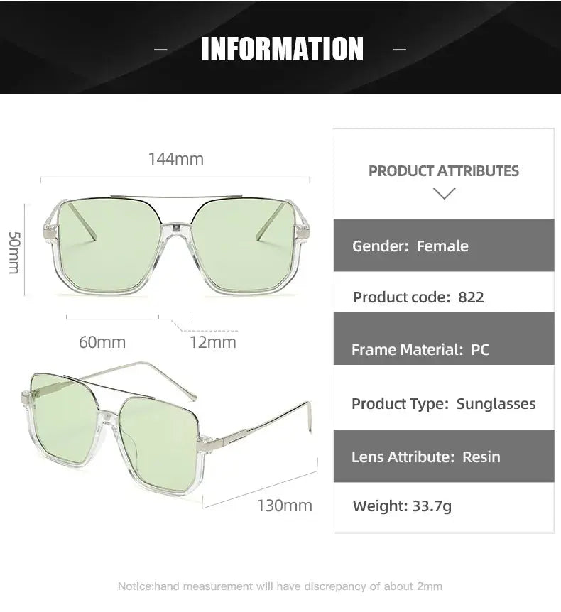 KAMMPT Retro Pilot Sunglasses Fashion Men Women Square Driving UV400 Shades New Trendy Original Brand Design Hiking Sun Glasses - Suncollections