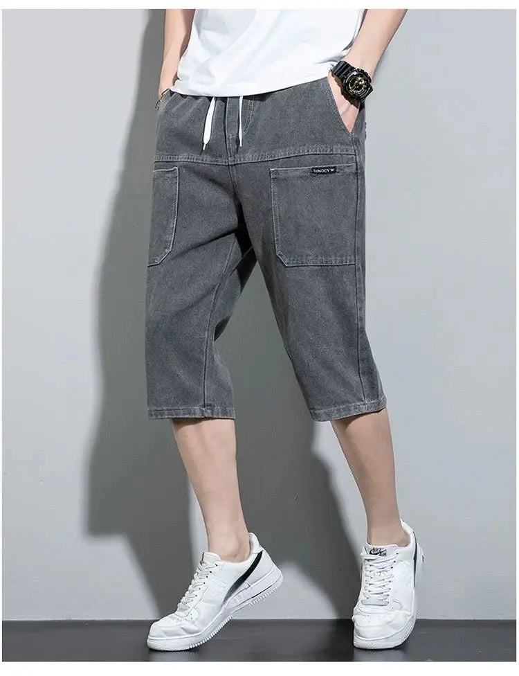 new Mens Summer Denim Short Men Jeans Fashion Streetwear Hip Hop Long 3/4 Capri Cargo Shorts bermuda masculina ropa hombre Suncollections