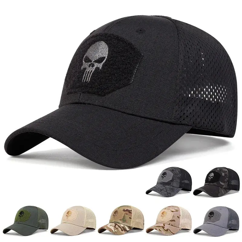 Unisex Skull Embroidered Top with Patch Breathable Baseball Caps Spring and Autumn Outdoor Adjustable Casual Hat Sunscreen Hat - Suncollections