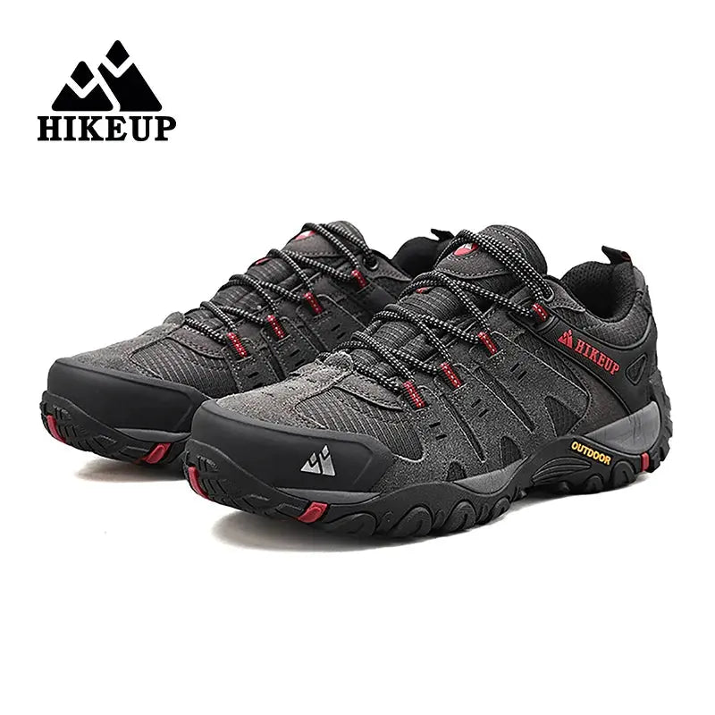 HIKEUP Men's Hiking Shoes Suede Leather Outdoor Shoes Wear-resistant Men Trekking Walking Hunting Tactical Sneakers Suncollections
