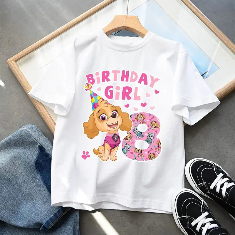 Paw Patrol Kids Cotton T-Shirt Anime Cartoon Skye Birthday Digital Printed Pullover Summer Casual Loose Breathable Tops Gifts - Suncollections