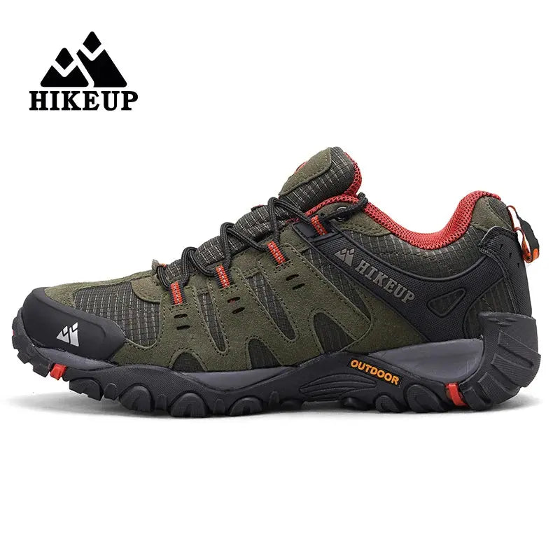 HIKEUP Men's Hiking Shoes Suede Leather Outdoor Shoes Wear-resistant Men Trekking Walking Hunting Tactical Sneakers Suncollections