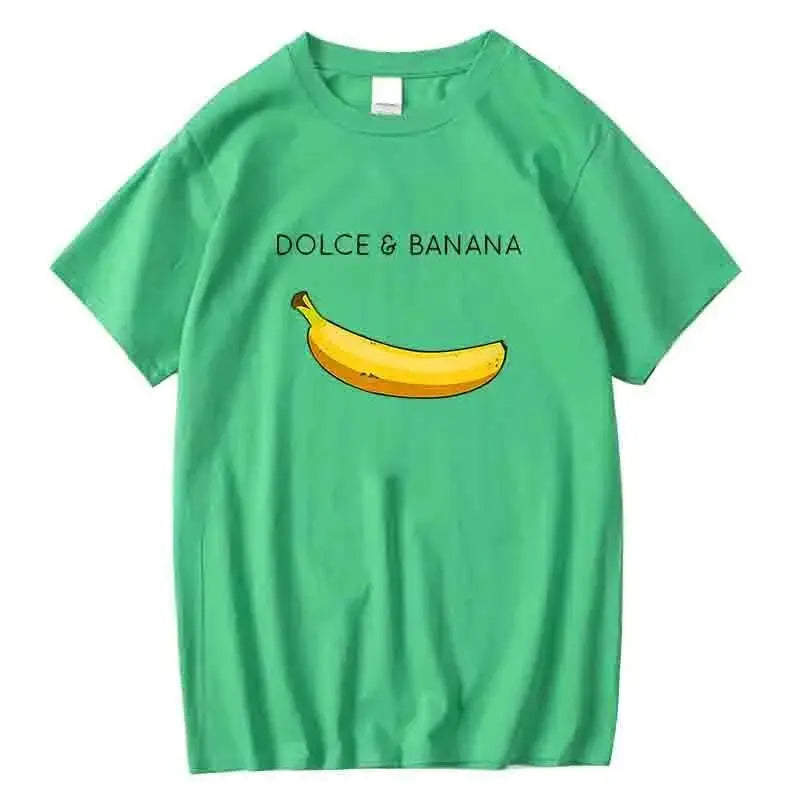 Men's T-shirt High Quality 100% Cotton Funny Banana Printing Summer Cool Casual Loose O-neck Men Short Sleeve T-shirt Male Tops - Suncollections