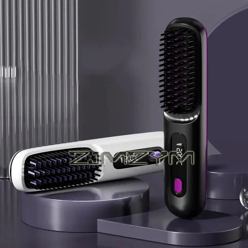 Wireless Hair Straighter Portable Flat Hair Straightener With LCD Screen Digital Display Straight & Curly Hair Hairdressing Tool Suncollections