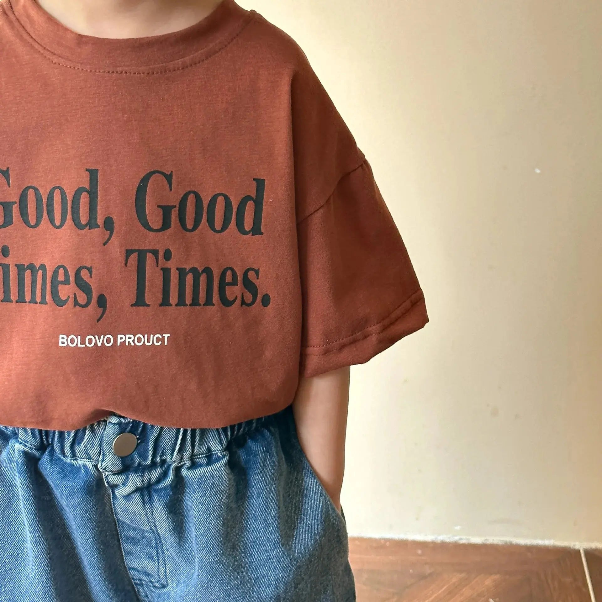 2024 Summer Fashion Loose Girl Children Letter Print T-shirt Boy Baby Cotton Short Sleeve Tees Kid Casual Tops Toddler Clothes - Suncollections