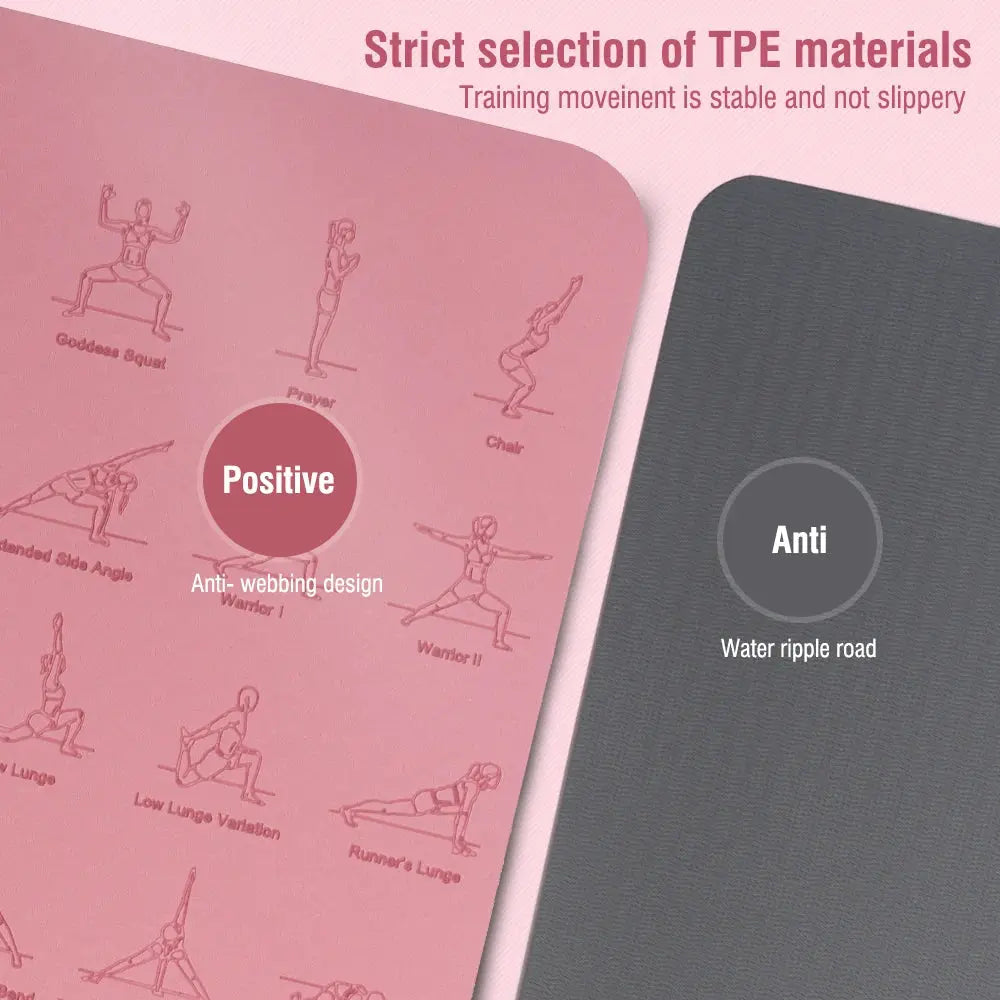 TPE Yoga Mat 183cm*57cm Eco-friendly Non-Slip Sports Fitness Mat For Exercise Yoga And Pilates Gymnastics Mat Fitness Equipment - Suncollections