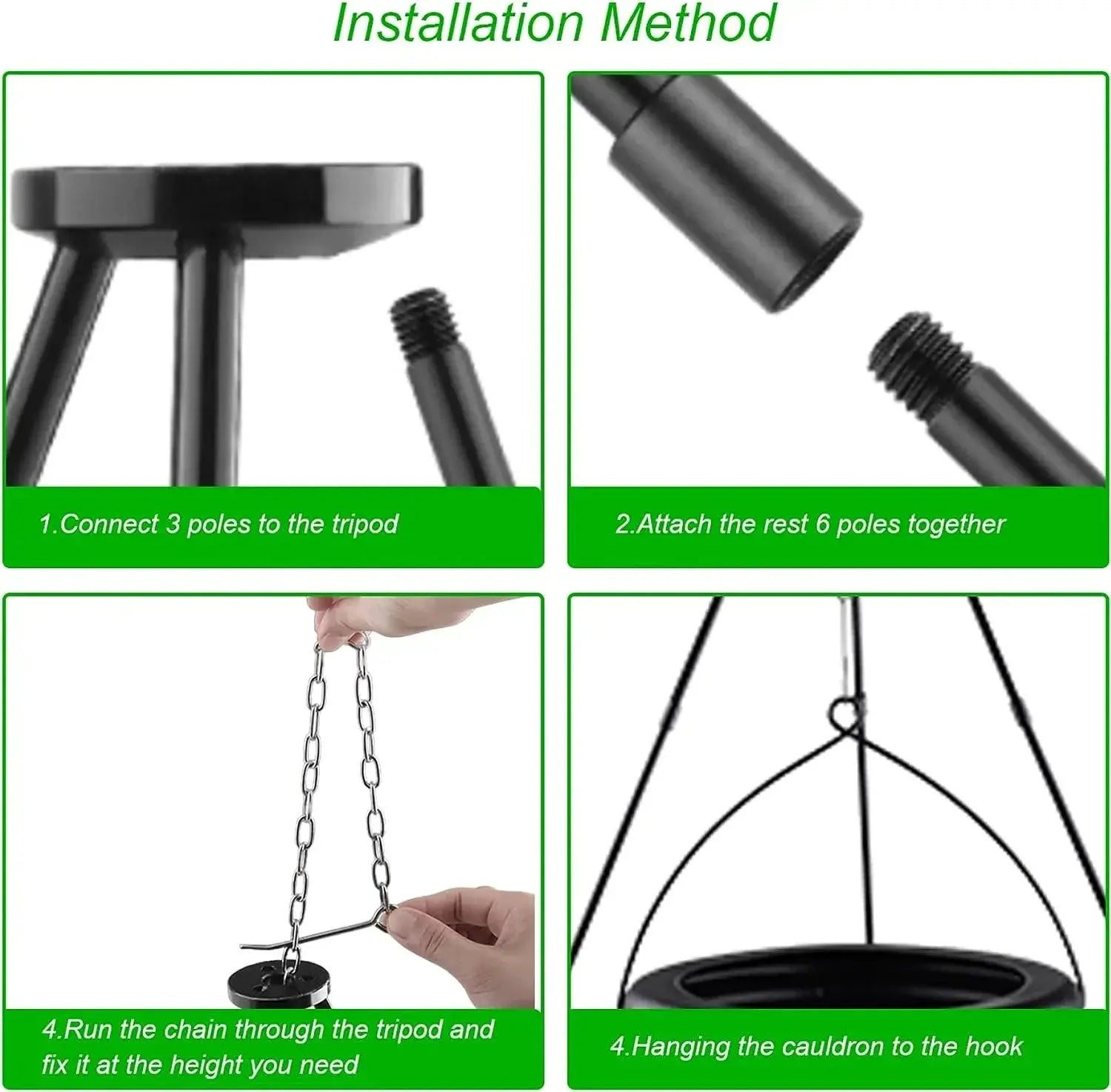 51in Halloween Decor Outdoor 12in Large Witch Cauldron on Tripod with Lights Black Plastic Bowl Party Hocus Pocus Candy Bucket Suncollections