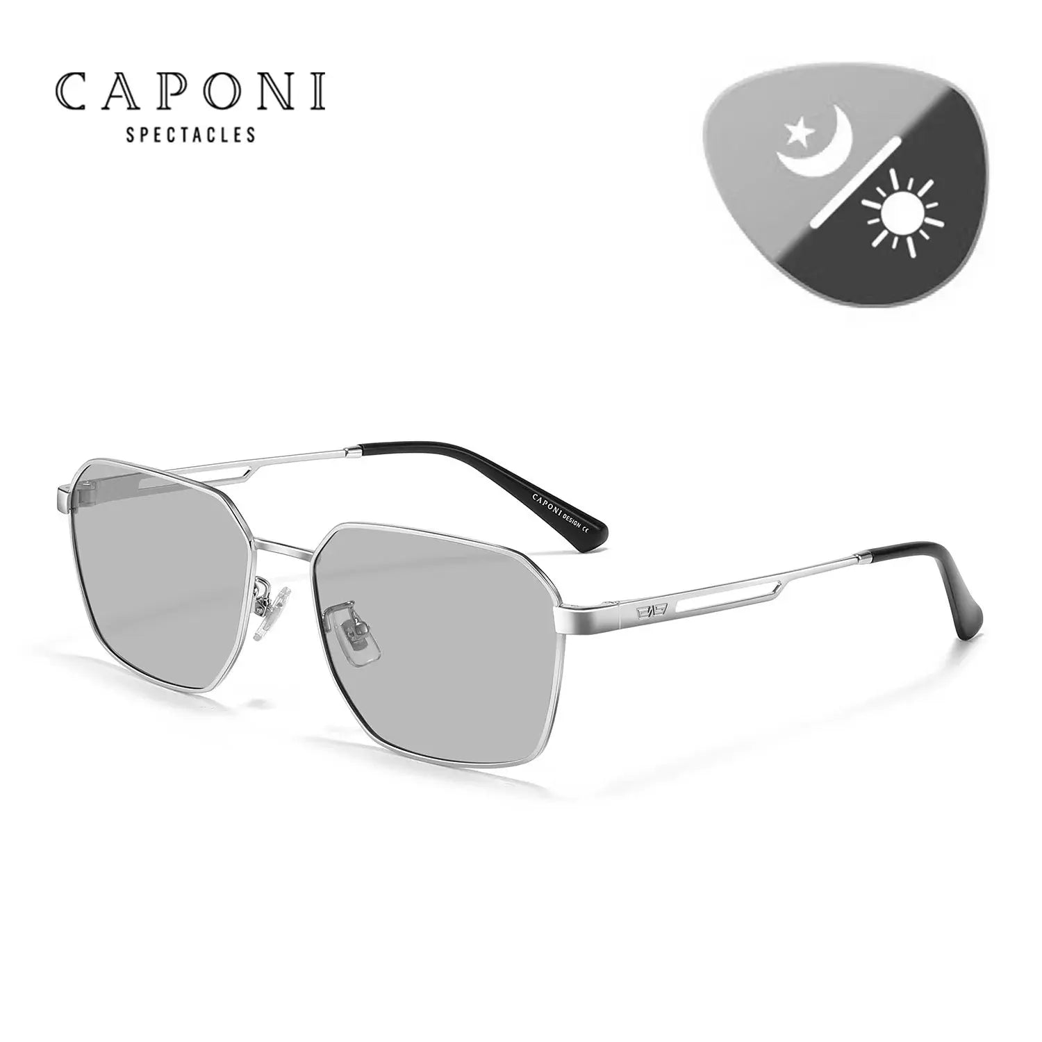 CAPONI Polarized Sunglasses Men Outdoor Brand Design Black Sun Glasses Driving UV400 Protect Photochromic Gray Glasses BS24708 - Suncollections