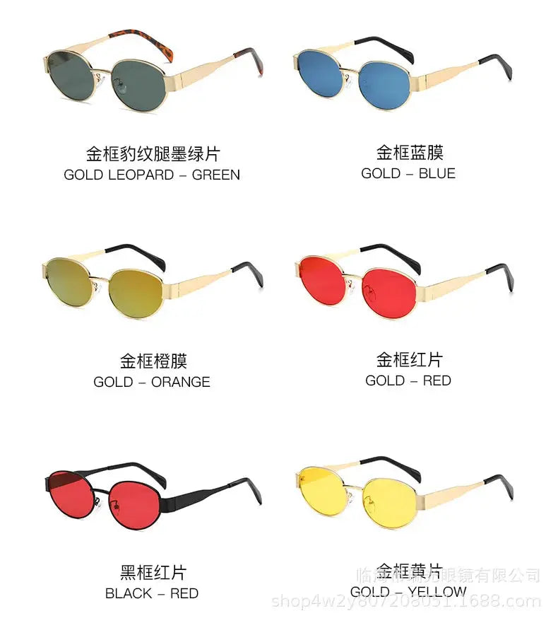 Fashion Oval Sunglasses Women Retro Trend Outdoor Metal Sun Glasses High Quality Classic Men Luxury Brand Eyewear UV400 Goggles - Suncollections
