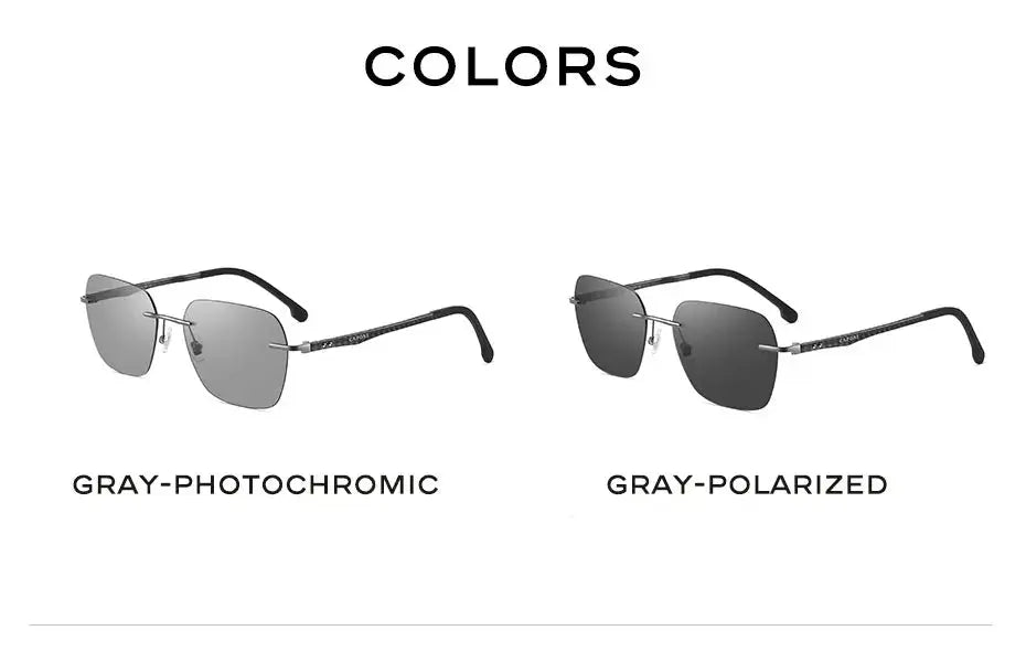 CAPONI Sunglasses Men Polarized Outdoor Ultra Light Pure Titanium Black Sunglasses Original Designer Photochromic Shade BS23503 - Suncollections