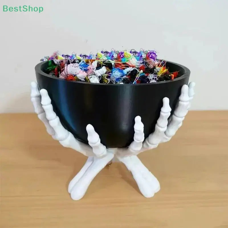Halloween Candy Bowl Gothic Skeleton Hands Candy Storage Holder Multifunctional Halloween Organizer Holder Scary Home Decoration Suncollections