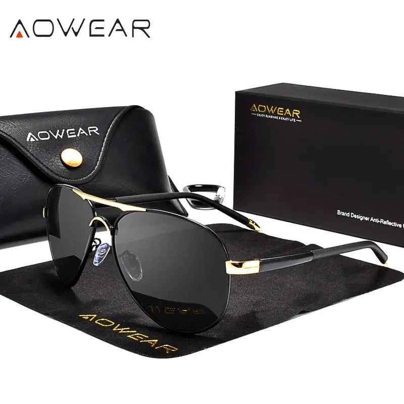AOWEAR Men's Aviation Sunglasses Men Polarized Mirror Sunglass for Man HD Driving Pilot Sun Glasses lunettes de soleil homme - Suncollections
