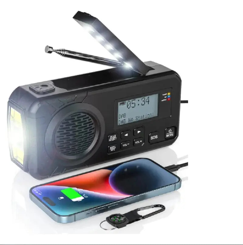 DAB+ Portable Hand Crank Radio Emergency Radio Solar Emergency Radio with BT FM SOS Alarm 5000 mAh Power Bank and Reading Lamp - Suncollections