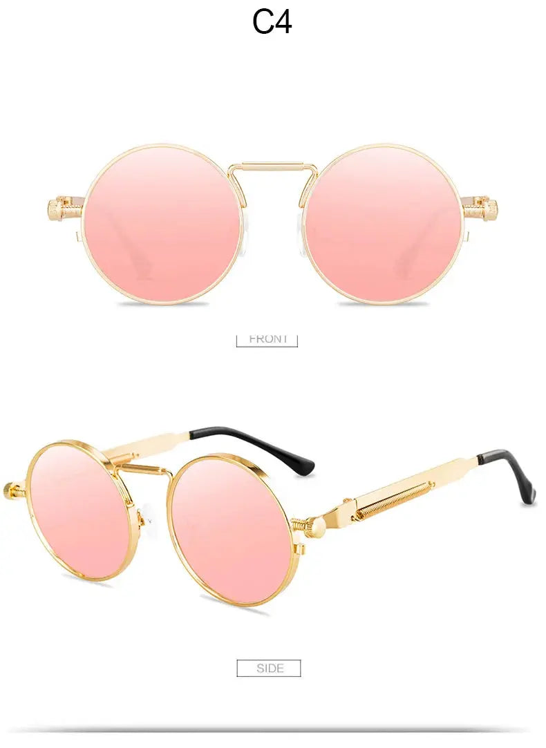 Retro Men Punk Style Sunglasses Colorful Round Metal Frame Women Fashion Sunglasses Uv400 2023 - Suncollections