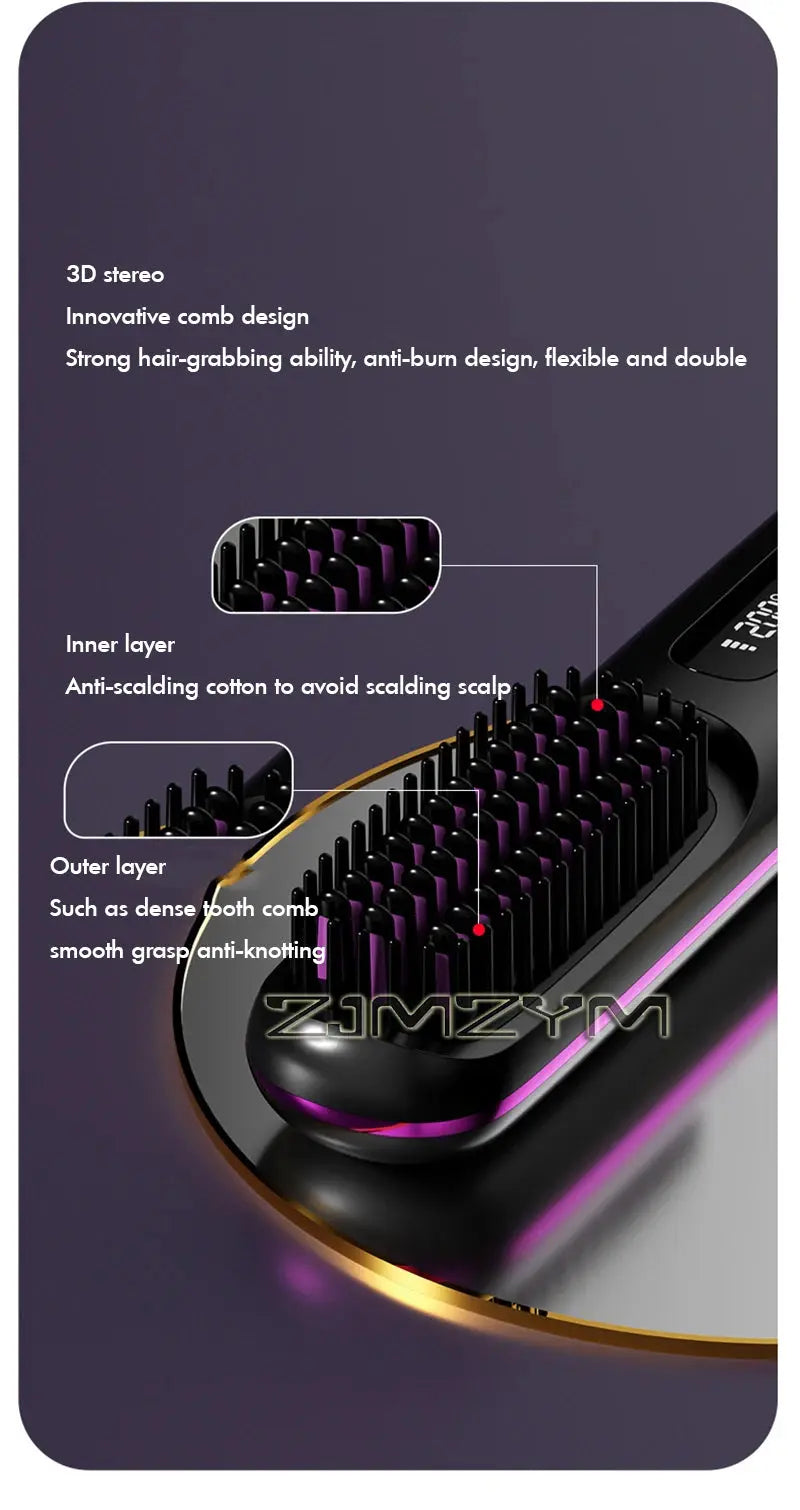 Wireless Hair Straighter Portable Flat Hair Straightener With LCD Screen Digital Display Straight & Curly Hair Hairdressing Tool Suncollections
