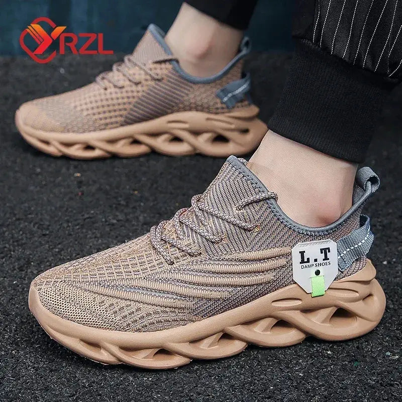 YRZL Men Sports Running Black Jogging Shoes Casual Sneakers Outdoor Breathable Mesh Women Light Shock-absorption Black Tennis Suncollections