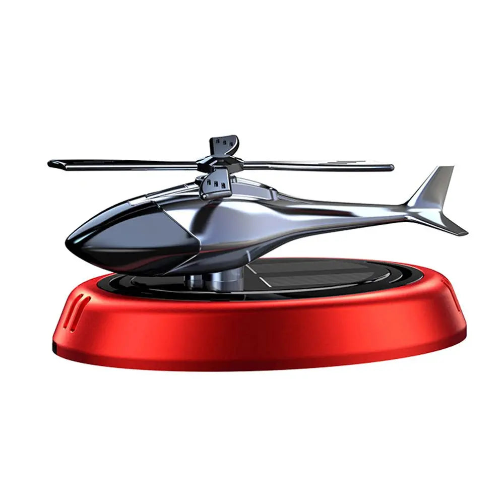 Solar Rotating Helicopter Aromatherapy Car Air Freshener Alloy + Abs Wooden Aromatherapy Machine Car Aromatherapy Aircraft - Suncollections