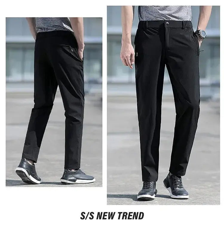 Ice Silk Men's Summer Pants Elastic Waist Straight Leg Trouser Male Quick Dry Big Size Large Plus Stretch 6XL 7XL Work Outdoor Suncollections