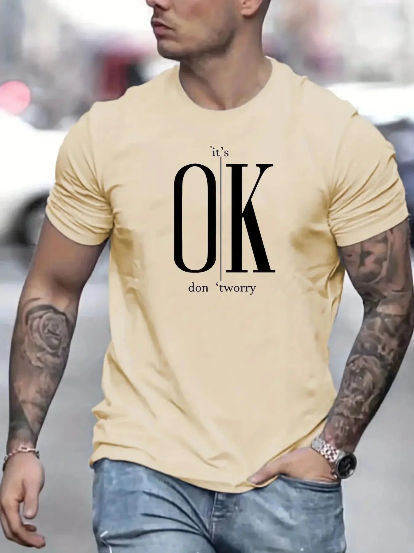 New men's 100% cotton short-sleeved T-shirt, crew-neck top comfortable casual, summer loose fashion T-shirt - Suncollections