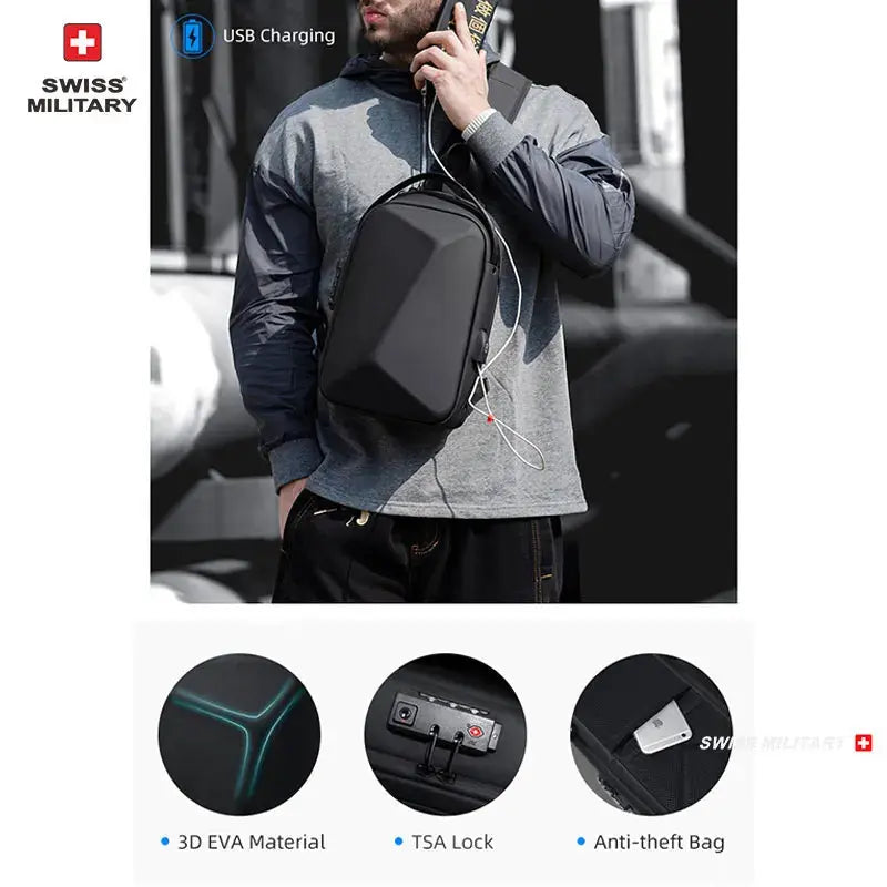 Swiss Military Brand Laptop Backpack Anti-theft Waterproof Casual Backpack USB Charging Men Business Travel Bag Backpack Mochila - Suncollections
