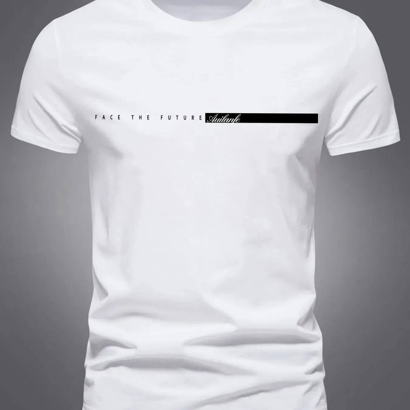 Summer men's 100% pure cotton casual sports loose oversized simple letter pattern printed round neck short sleeved T-shirt top - Suncollections