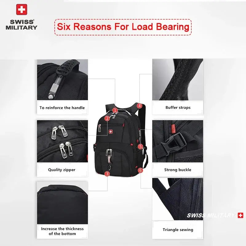 Waterproof Men's Backpack 15.6/17 Inch Laptop Backpacks School Travel Bags Swiss-style Large Capacity Business Bagpack Mochila - Suncollections