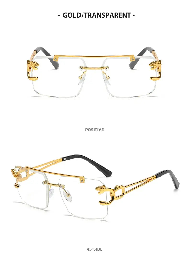 Fashion Rimless Square Double Bridge Sun Glasses Vintage Women Men Sunglasses UV400 - Suncollections