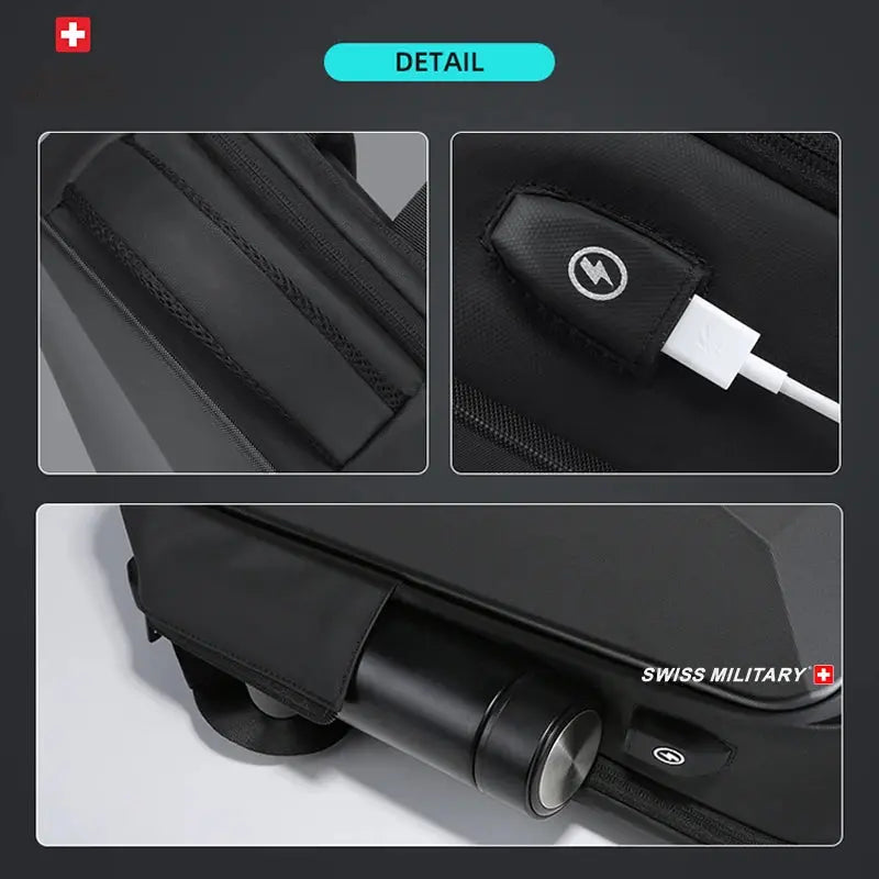 Swiss Military Brand Laptop Backpack Anti-theft Waterproof Casual Backpack USB Charging Men Business Travel Bag Backpack Mochila - Suncollections