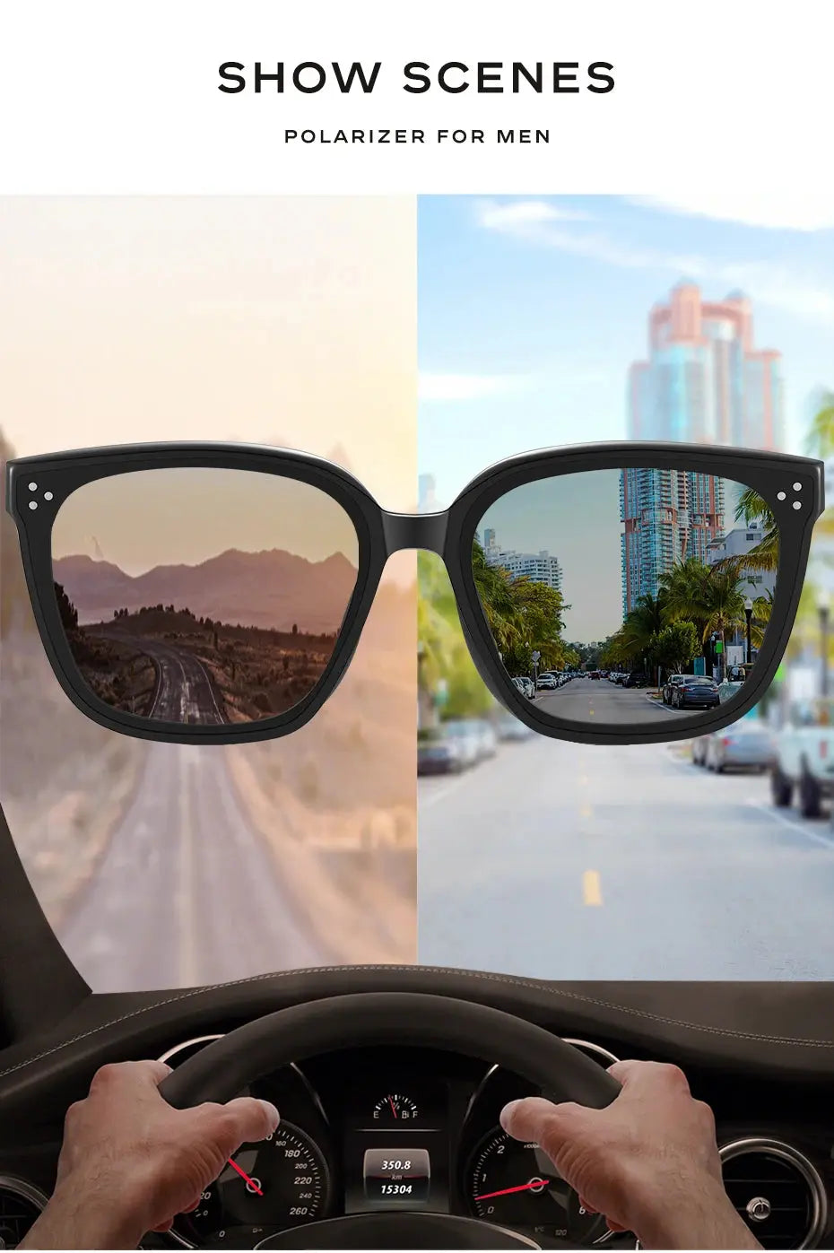 CAPONI HD Polarized Men Sunglasses Outdoor High Quality Acetate Driver Sun Glasses UV400 Protect Outdoor Square Shade CP23009 - Suncollections