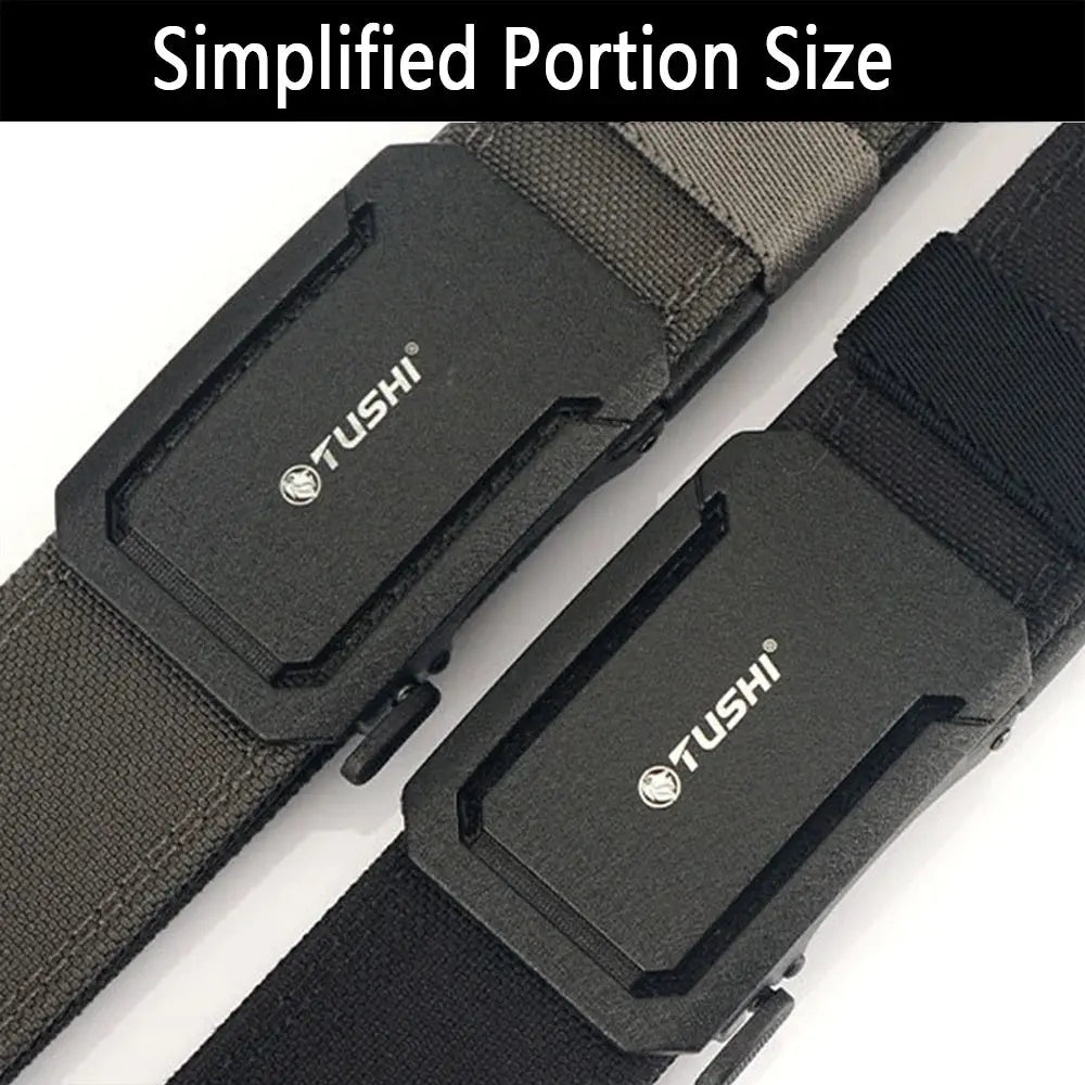 TUSHI Mens Belt Automatic Metal Buckle IPSC Gun Belt Tactical Canvas Webbing Military Belt Outdoor Work Business Belt Nylon Belt - Suncollections