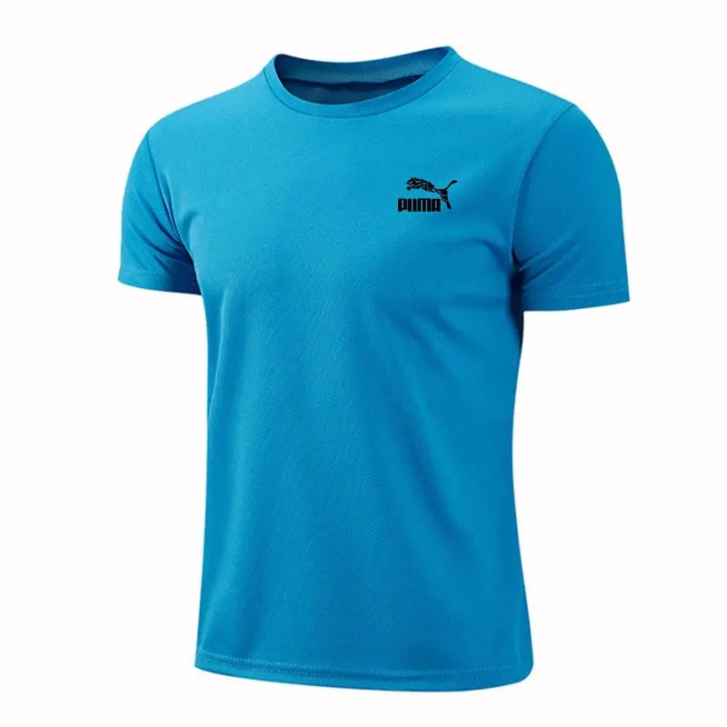 Men's Casual T-shirts Summer Quick Dry Breathable Round Neck Short Sleeve Elastic Outdoor Training Hiking Run T-shirts - Suncollections