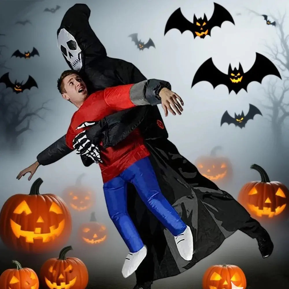 Adult Funny Inflatable Black Robe Mask Ghost Costume Props Halloween Day of the Dead Carnival Party Masquerade Cosplay Suncollections