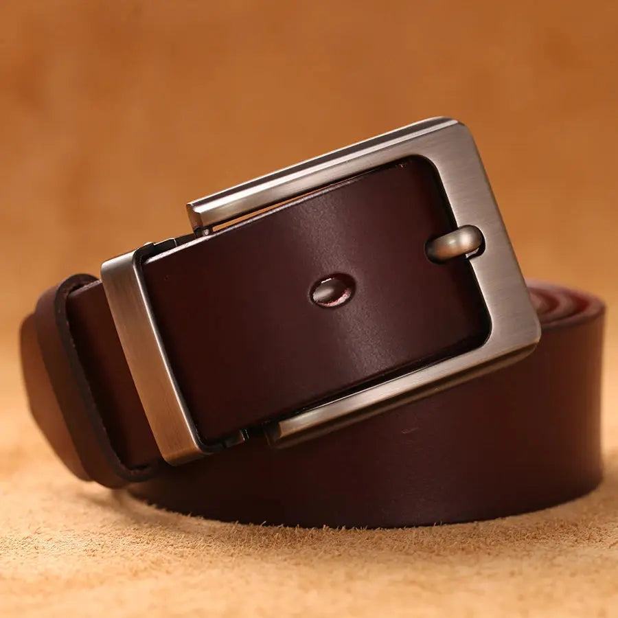 Cowhide Genuine Leather Belts for Men Male Pin Buckle Jeans Waist Belt Mens Black Brown Commuter business Belt Ceinture Homme - Suncollections