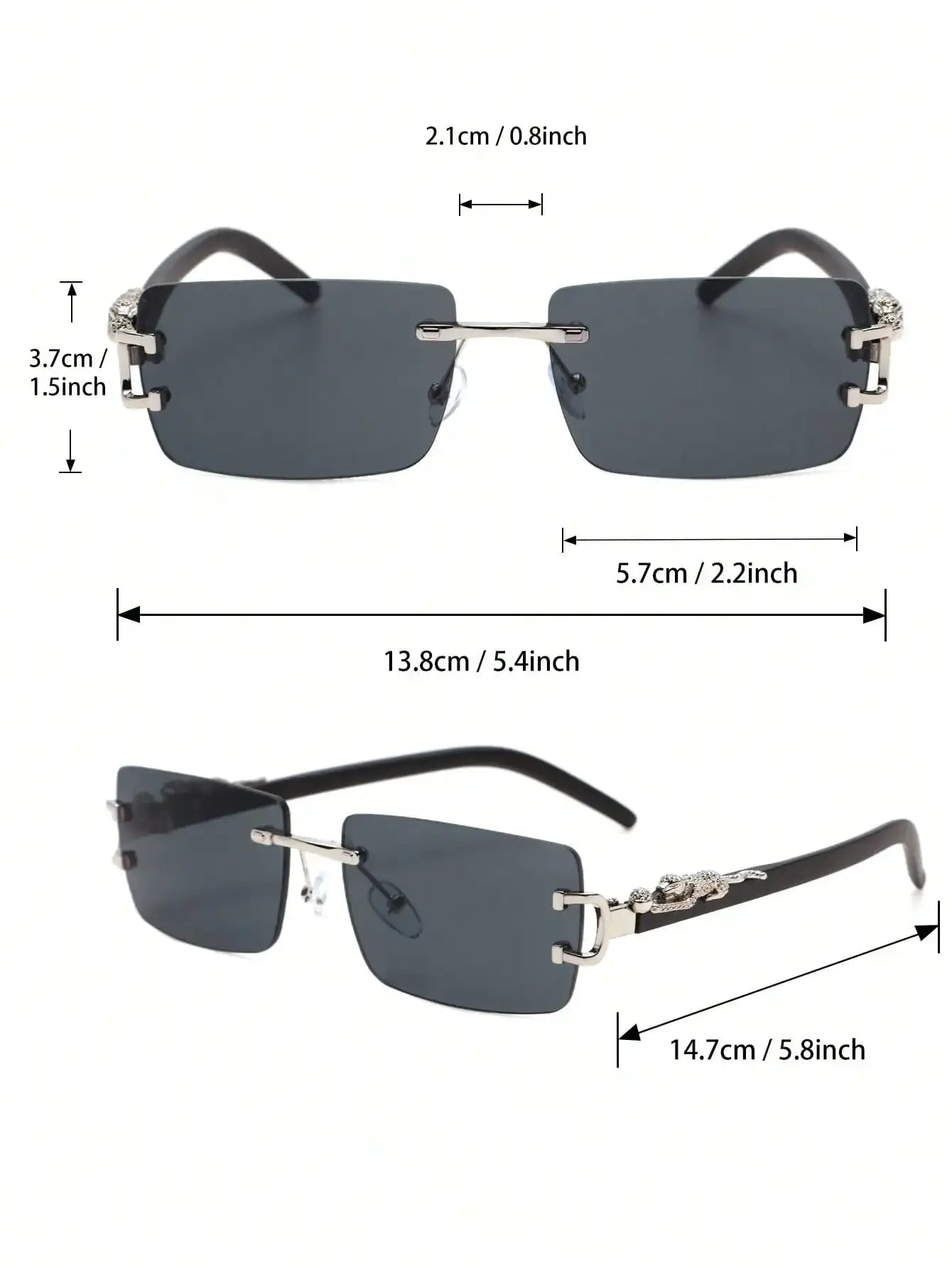 1/2 PCS Fashionable Trendy Frameless Rectangular Personalized Sunglasses For Daily Life - Suncollections