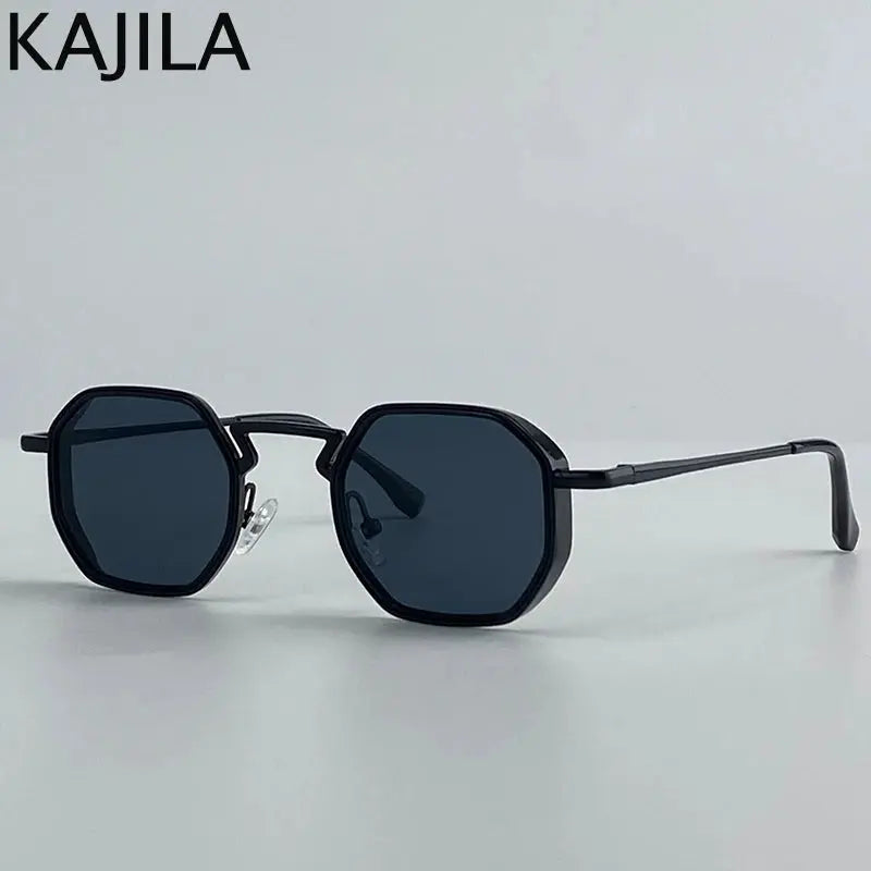Small Frame Hexason Steampunk Sunglasses Men 2025 Luxury Brand Vintage Punk Eyewear Classic Polygon Metal Sun Glasses Male UV400 - Suncollections