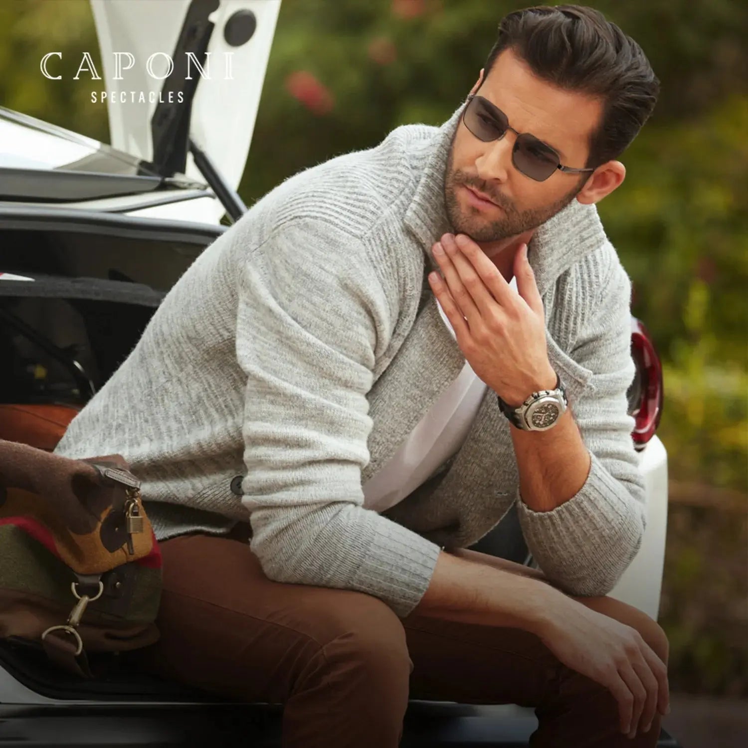 CAPONI Polarized Sunglasses Men Outdoor Brand Design Black Sun Glasses Driving UV400 Protect Photochromic Gray Glasses BS24708 - Suncollections