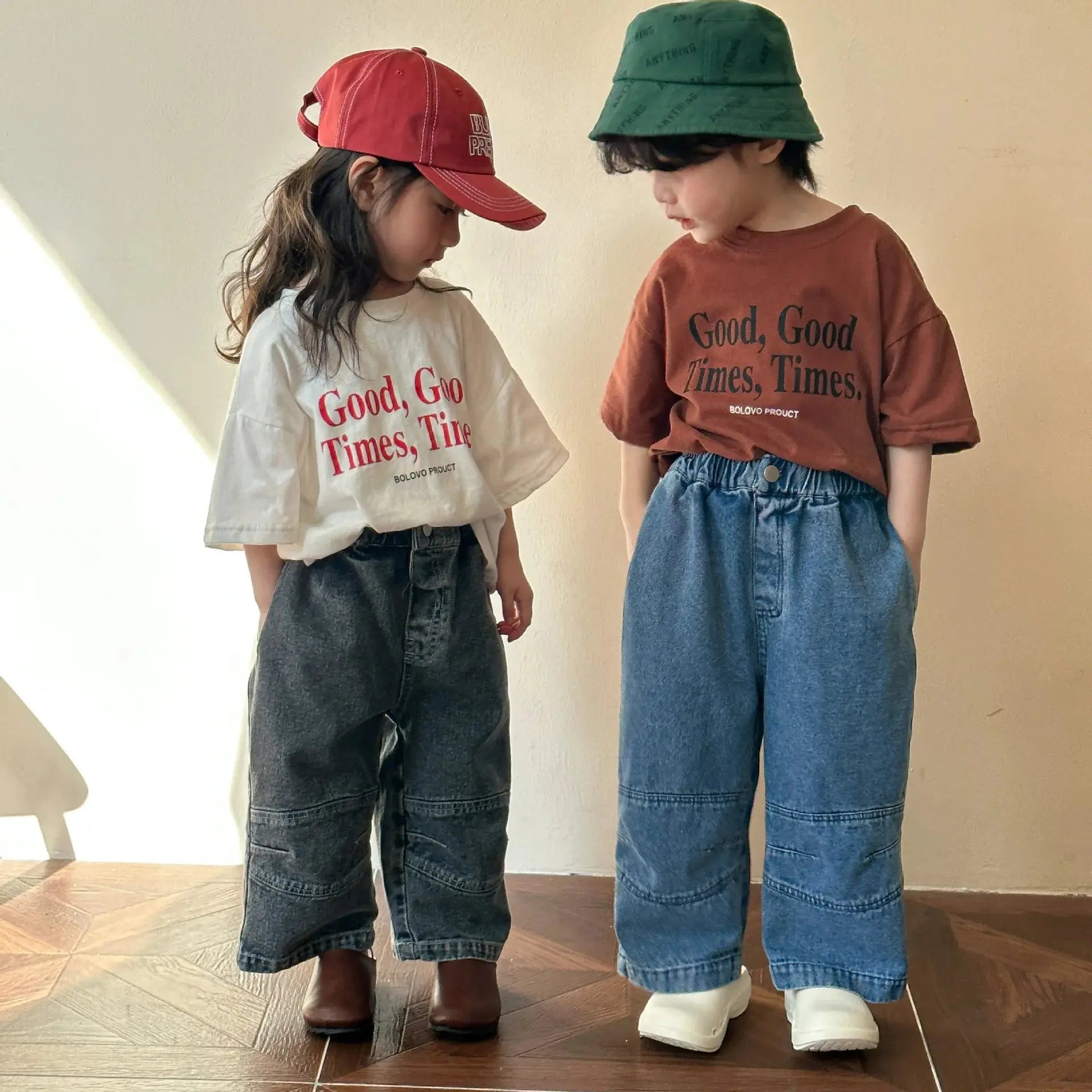 2024 Summer Fashion Loose Girl Children Letter Print T-shirt Boy Baby Cotton Short Sleeve Tees Kid Casual Tops Toddler Clothes - Suncollections