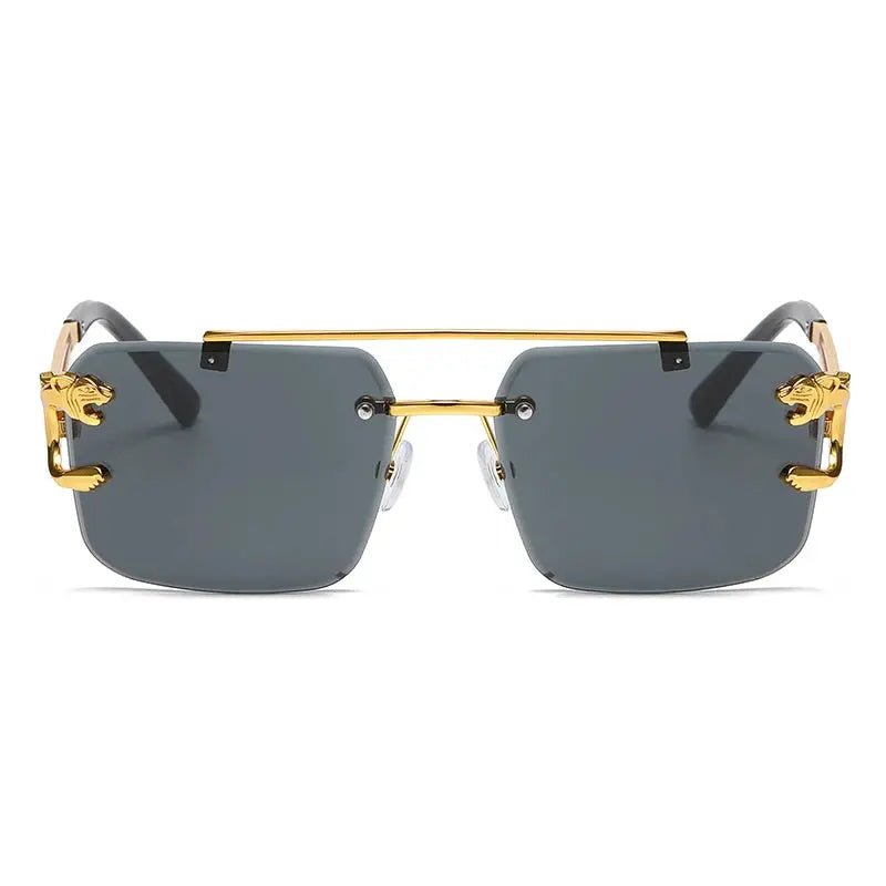 Rimless Square Fashion Fashion Double Bridge Sun Glasses Vintage Women Men Sunglasses - Suncollections