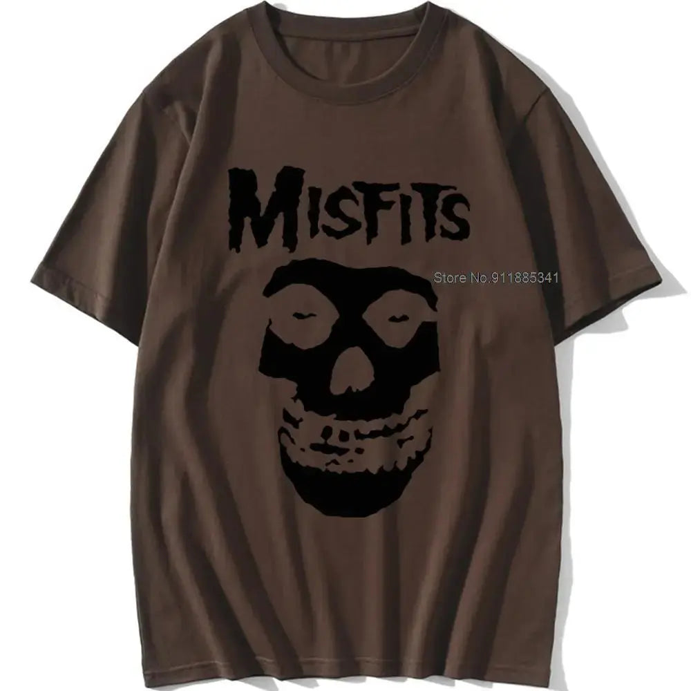 new men's hip-hop punk skull misfits brand cotton short-sleeve T-shirt marve - Suncollections