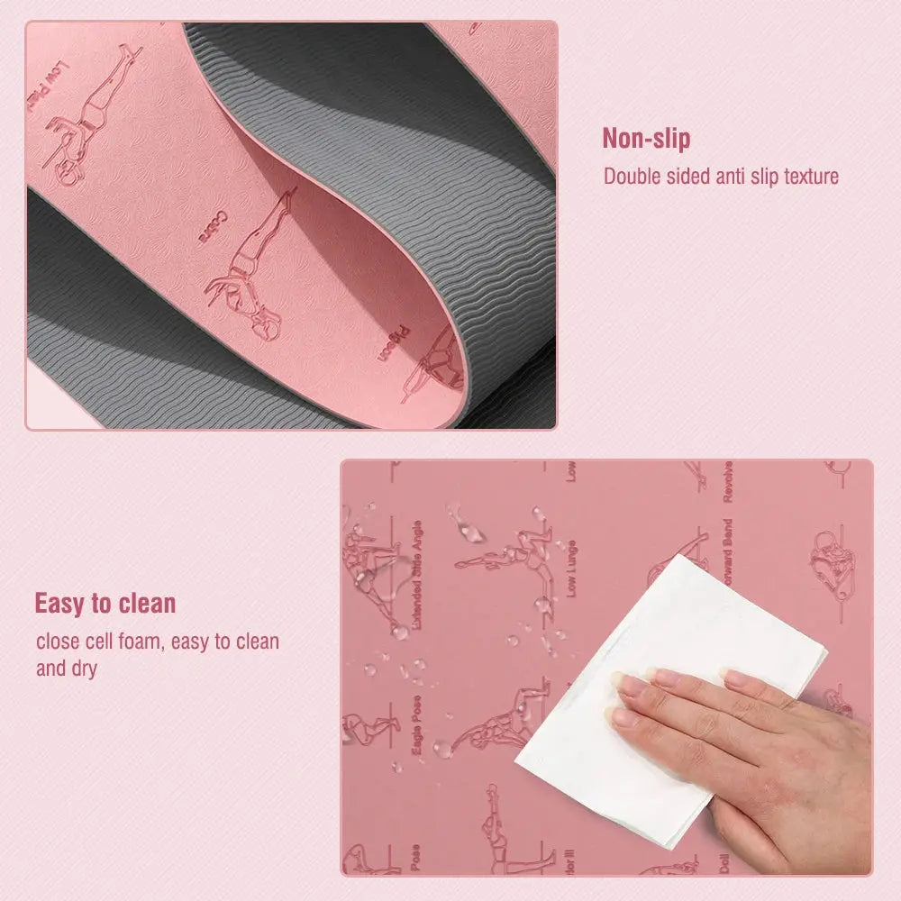 TPE Yoga Mat 183cm*57cm Eco-friendly Non-Slip Sports Fitness Mat For Exercise Yoga And Pilates Gymnastics Mat Fitness Equipment - Suncollections