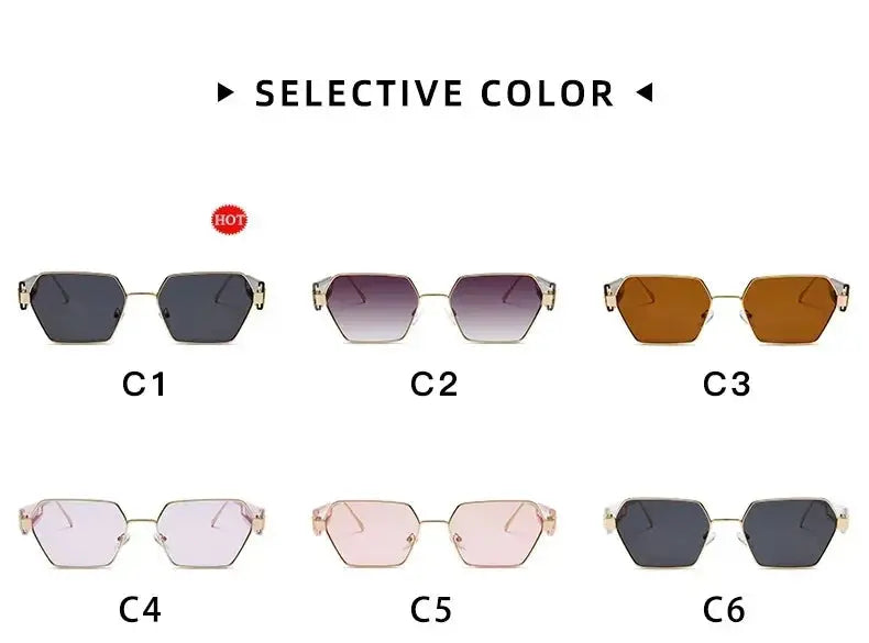 2025 High Quality Rectangle Sunglasses Women Metal Frame Glasses Fashion Brand Designer Vintage Eyewear UV Gafas De Sol Mujer - Suncollections