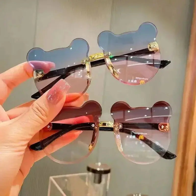 Fashionable New Outdoor Travel Skiing Sunglasses Cartoon Bear Sunglassess for Boy Girl Children Rimless Casual Sunglasses UV400 - Suncollections