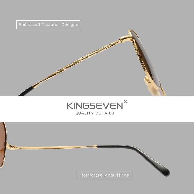 KINGSEVEN Pilot Alloy Men‘s Sunglasses Polarization UV400 Anti-reflection Full Frame Parsnip Glasses Women Retro Luxury Eyewear - Suncollections