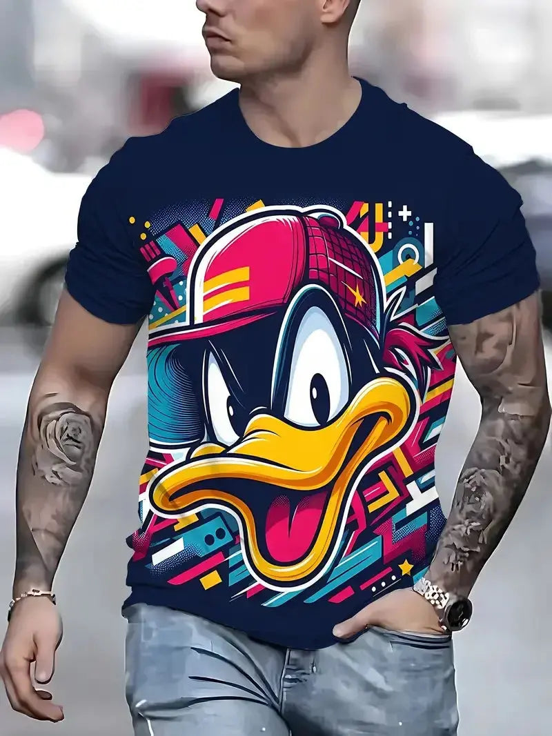 Funny Men's T Shirt Cartoon Animal Print Casual Pullover Summer Short Sleeve T-shirts Fashion Outdoor Male Overszied Clothing - Suncollections