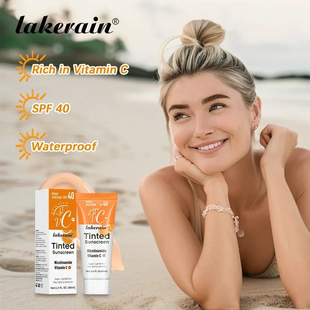 Vitamin C Tinted Sunscreen With SPF 40 Hydrating Mineral Sunscreen With Zinc Oxide & Titanium UV Protectio Dioxide Healthy Glow - Suncollections