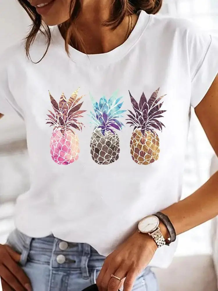 Women's Short-sleeved Explosive Insect Butterfly Dragonfly Print Round Neck T-shirt Women Clothes  Oversized T Shirt  Harajuku - Suncollections