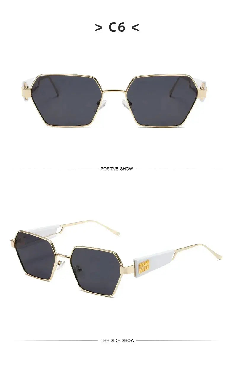 2025 High Quality Rectangle Sunglasses Women Metal Frame Glasses Fashion Brand Designer Vintage Eyewear UV Gafas De Sol Mujer - Suncollections