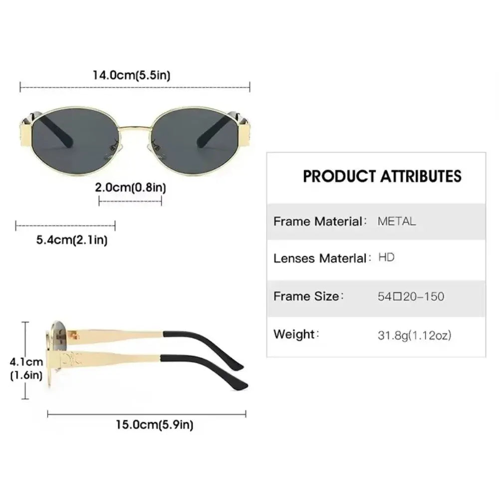Luxury Metal Brand Sunglasses for Men and Women Unisex Designer Fashion Sun Glasses Oval Unisex Stylish Eyewear Shades - Suncollections