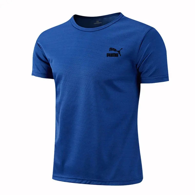 Men's Casual T-shirts Summer Quick Dry Breathable Round Neck Short Sleeve Elastic Outdoor Training Hiking Run T-shirts - Suncollections
