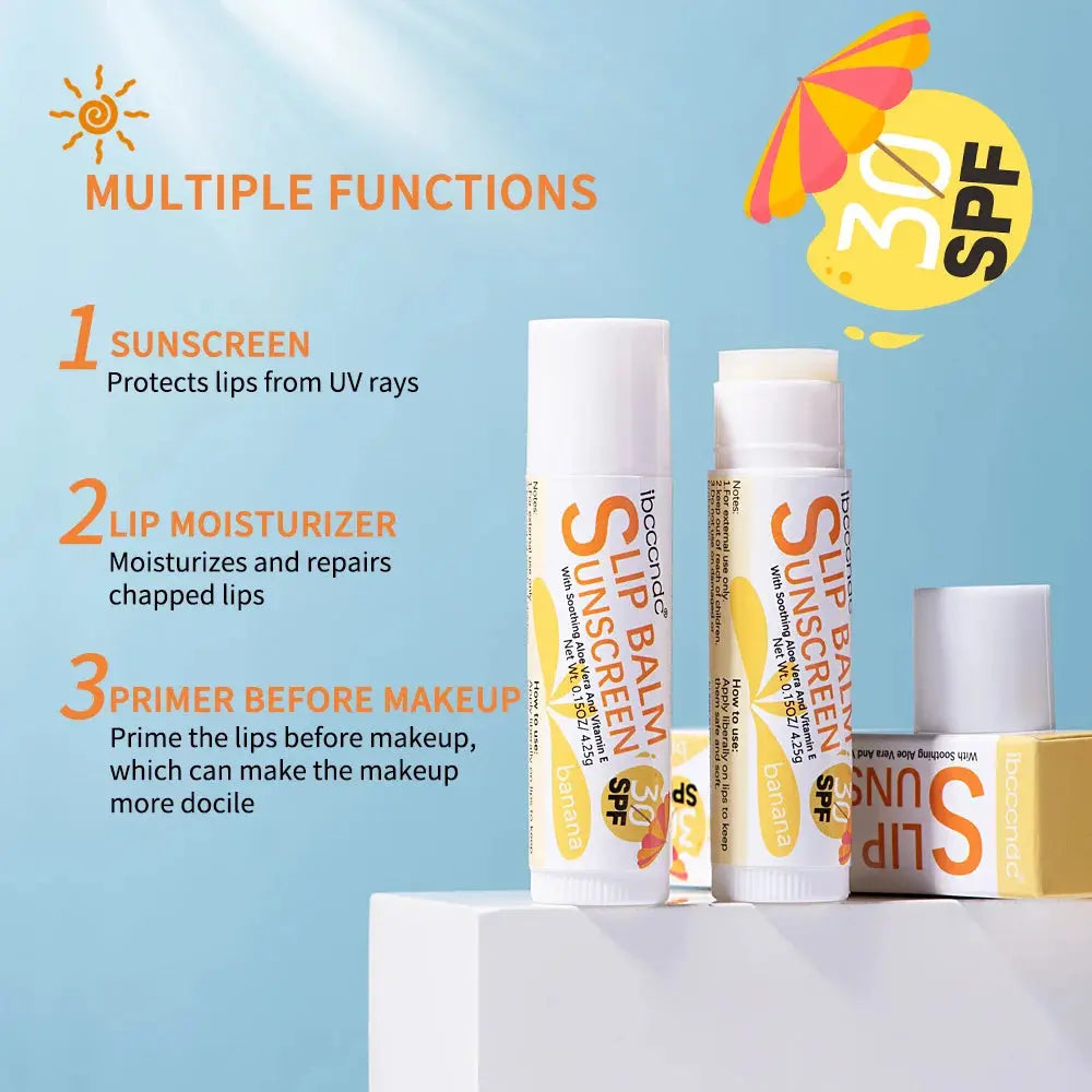 1 Piece Sunscreen Lip Balm SPF 30 UVA Protection Lips Moisturizer Watermelon Coconut Banana Flavor Colorless Lipstick Sun Care - Suncollections
